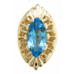 B3691 14K SLIDE WITH MARQUISE SWISS BLUE TOPAZ CENTER 